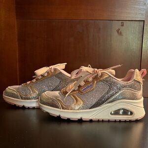 Skechers Glittery Silver and Pink Kids Sneakers
